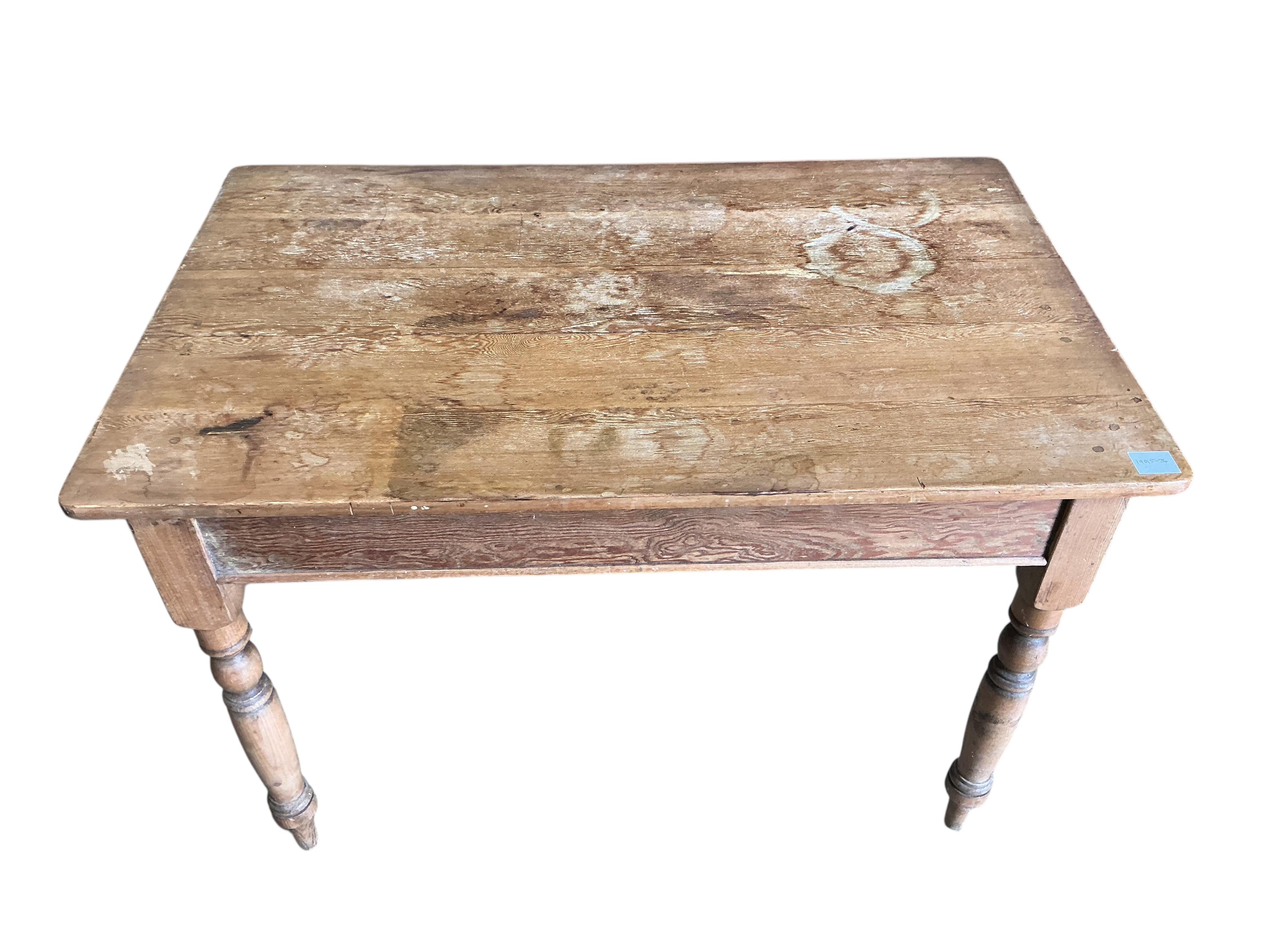 A Victorian rectangular pine kitchen table, width 106cm, depth 66cm, height 74cm